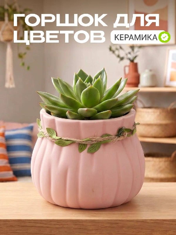 Розовая веточка для твоих зелёных любимцев Кашпо Веточка яркое, керамическое, с дренажным отверстием. Съёмный декоративный элемент можно убрать или... - изображение 1 - веточка, подходит, telegram