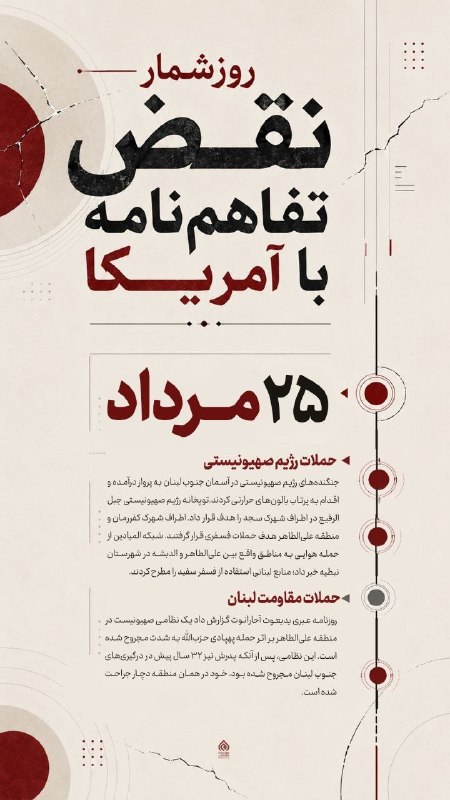 Masaf | مؤسسه مصاف: 🎨 اختصاصی مصاف| روزشمار نقض تفاهمنامه با آمریکا 📆 ۲۴ مرداد: ادامه حملات رژیم صهیونیستی به شهرک المنصوری، وادی زبقین در