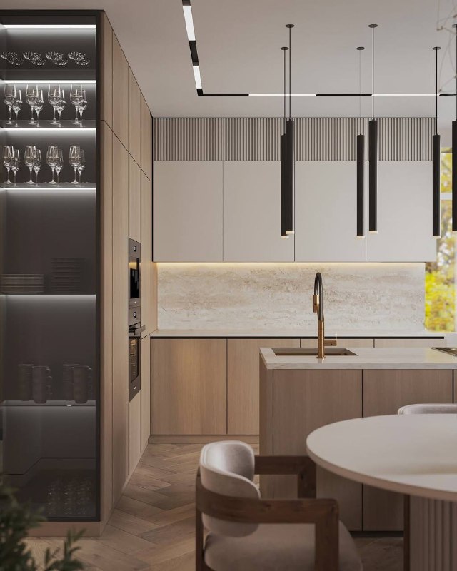 Прихожая и кухня-гостиная с одного проекта в шикарной цветовой гамме. Дизайнер - Ксения Костарная - изображение 1 - прихожая, кухня, гостиная