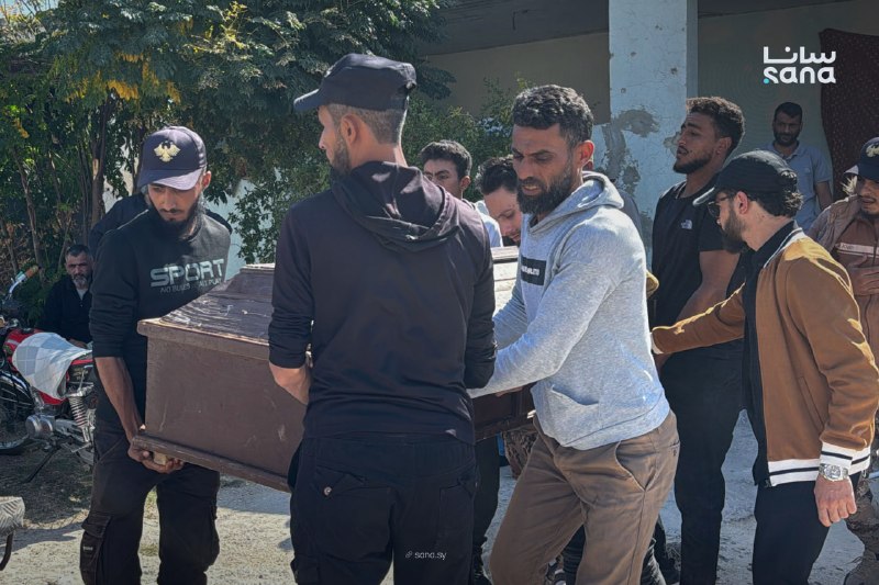 From the funeral of the young man Moez Salma the camel with special needs in the town of Jamla in the western countryside of Daraa, who was killed by Israeli bullets.
