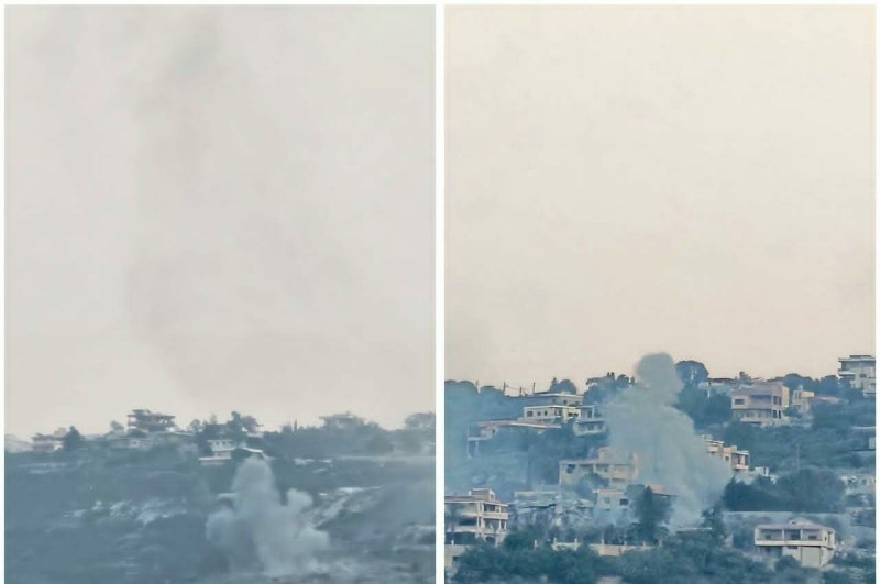 🚨צילומים המתעדים את הפצצת הארטילריה הישראלית לעבר העיירה מנצורי