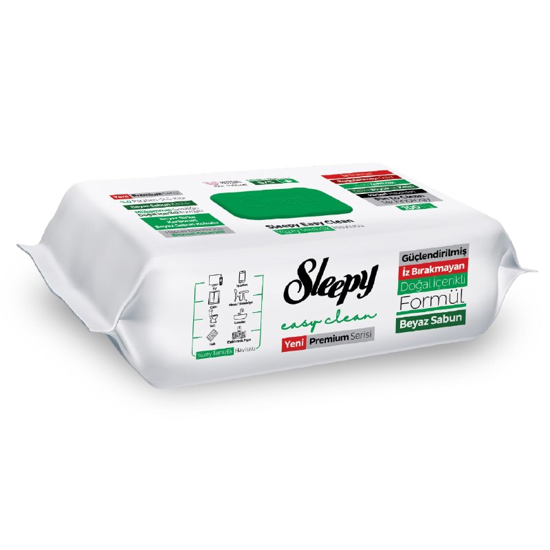 Sleepy Easy Clean Premium Beyaz Sabun Katkılı Yüzey Temizlik Havlusu Mendili 100 Yaprak