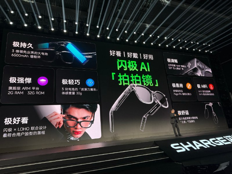 1. 今晚发布的闪极 AI 拍摄眼镜，名叫“拍拍镜”，很可爱，很好记