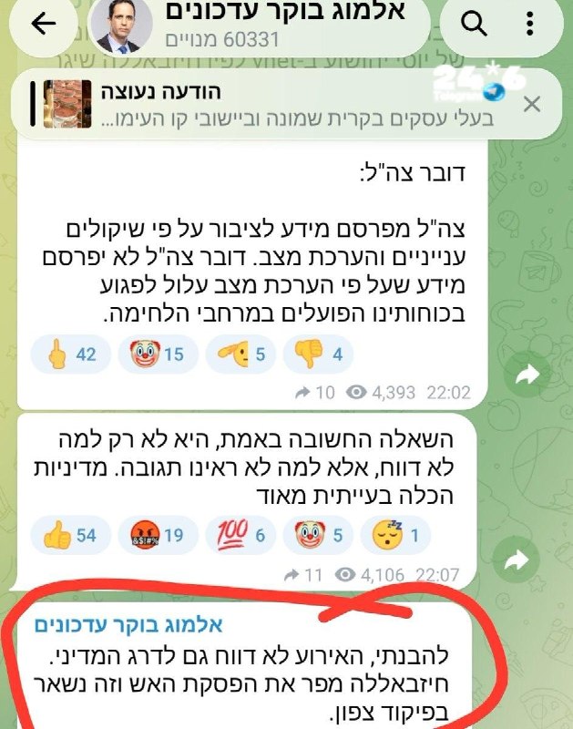 🇮🇱 הבנתם????? : להבנתי, האירוע לא דווח גם לדרג המדיני. חיזבאללה מפר את הפסקת האש וזה נשאר בפיקוד צפון.