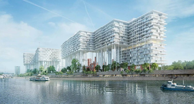 Бадаевский дом, который парит над городом Проходил мимо жк Бадаевского и остановился Монтаж опор будущих парящих подъездов впечатляет. Колонны высо... - изображение 1 - это, бадаевский, колонны