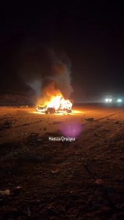الاحتلال يقصف مركبة على شارع الرشيد غرب غزة