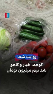 בשליחת סרטון לאיראן הבינלאומי, אזרח אומר שקנה קילו עגבניות, קילו מלפפונים וחתיכת חסה ביותר מחצי מיליון טומנים.