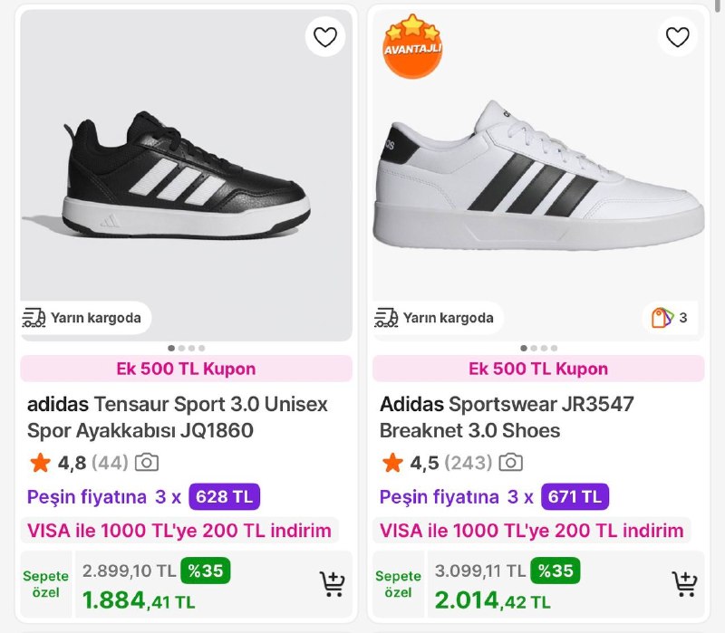 Satıcılı Adidas Ürünlerinde İndirimlere Ek🏷️ Premiuma Özel 1.500₺’ye 500₺’lik kupona ek💳…