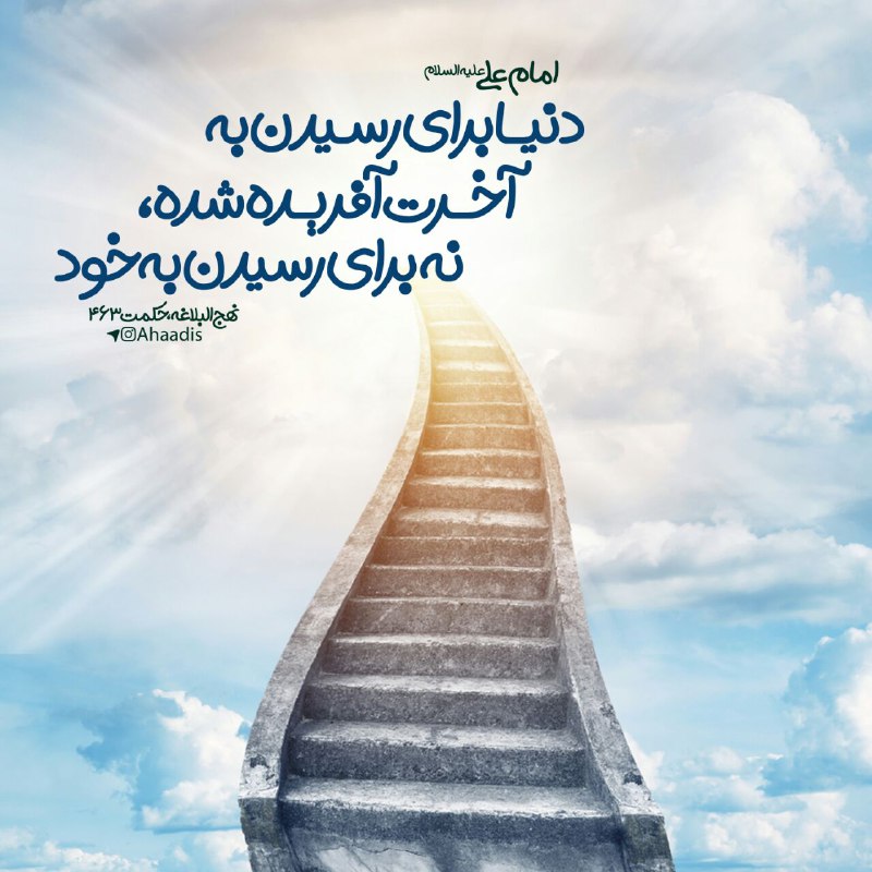 🌷در جستجوی شهدا 🌷: ‌💗 #امام_علی علیه السلام:‌🌹دنیا برای رسیدن به آخرت آفریده شده، نه برای رسیدن به خود.🌱‌📚نهج‌البلاغه، حکمت ۴۶۳🌿‌‌
