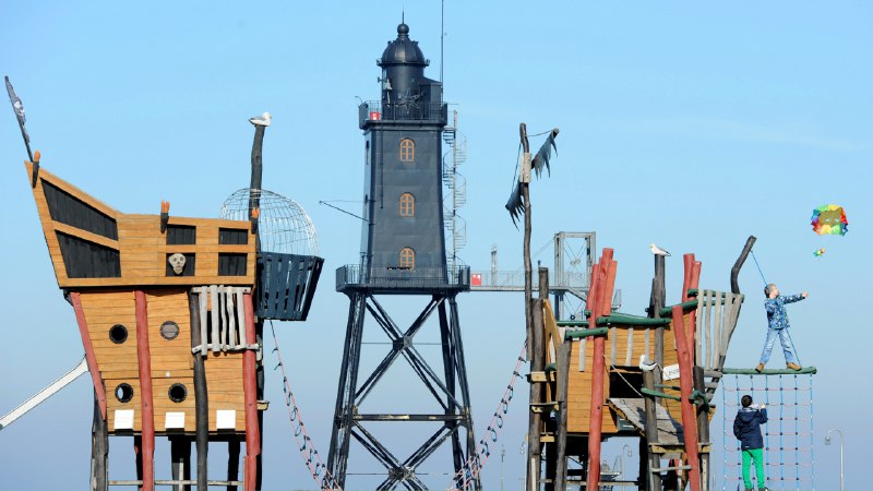 Avast, landlubbers!Playground at the Obereversand Lighthouse in Dorum-Neufeld, Germany (© INGO WAGNER/DPA/AFP via Getty Images)