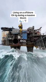 This is what working on an offshore oil rig looks like during a massive storm! Did you know? 🎓
