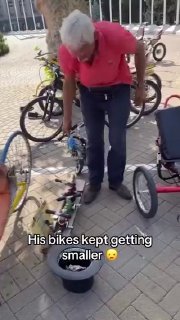 Guinness World Record holder Sergey Dashevsky demonstrating and riding his handcrafted micro-bikes, ranging from 14 cm down to the length of a finger.