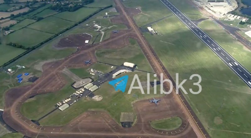 A helicopter depicts the positions of American bombers at the British base at Fairford