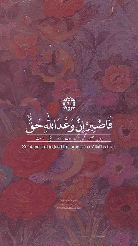 خبر فوری/ عصر فوری: #پیام_قرآن و هرکه بر خدا توکل کند، خدا او را کافیست…🌱❤ سوره طلاق آیه ۳ @AsreFori#پیام_قرآنپس صبر کن که وعده خدا حق است…🌱