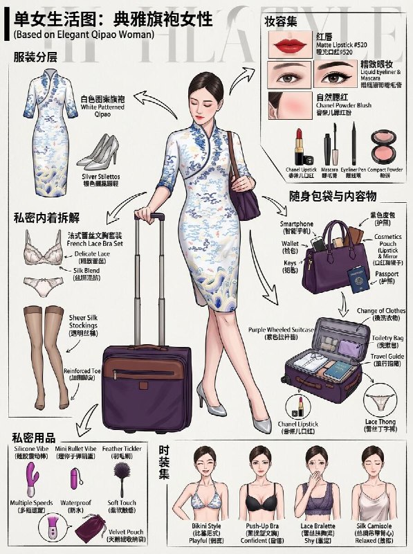 【教学指南这不就来了！😉】第1张全网都通用的基础款第2张妆容特写、物品展示还有不同款式的衣服搭配咒语补丁：• 美妆与护理 (Beauty & Grooming)• 妆容集 (Expression Sheet):• 在角落绘制 4个以上的不同部位的妆容特写，展示并注明不同的位置和特点（如：口红、眼影、睫毛、画眉、腮红、鼻梁等等部位）
