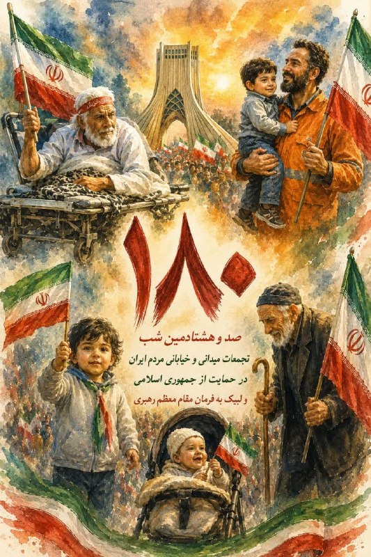 کانال بزرگ اسلامشهر: 🇮🇷 در حمایت از جمهوری اسلامی ایرانو لبیـک به فــرمان مقــام معظـم رهــبری ✊🏻 موج صد و هشتاد از اجتماعپرشــور مـردم غـیور