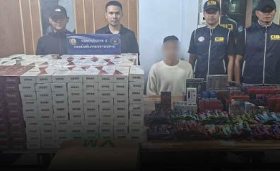 东南亚抓捕遣返线索：北大年仓库藏走私烟！电子烟香烟价值三百六十万铢 男子供称为旅行而走私配图