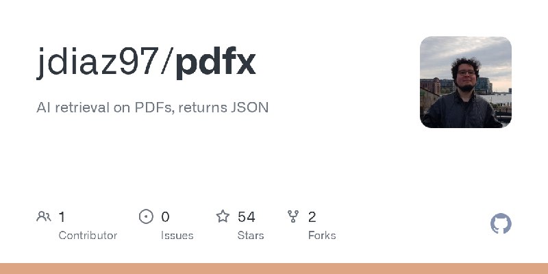 GitHub - jdiaz97/pdfx: AI retrieval on PDFs, returns JSON