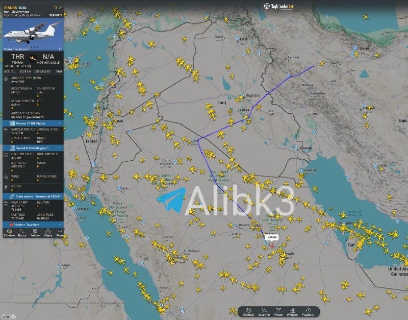 An Iranian government plane landed a little while ago in the Saudi capital, Riyadh