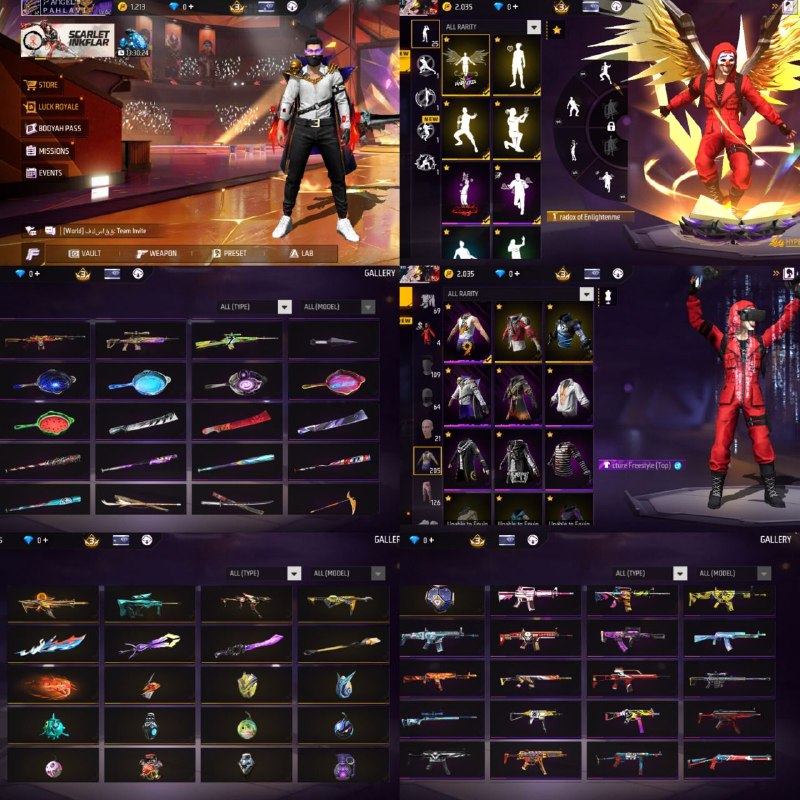 دنیای اکانت فری فایر freefire: 1️⃣ کد : 37341💪 لول اکانت : 62🌍 سرور: خاور میانه💰 قیمت : 2 با تخفیف 1900🔫 دارایی اکانت : پرام 4 اکانت خیلی خوبی هست چون