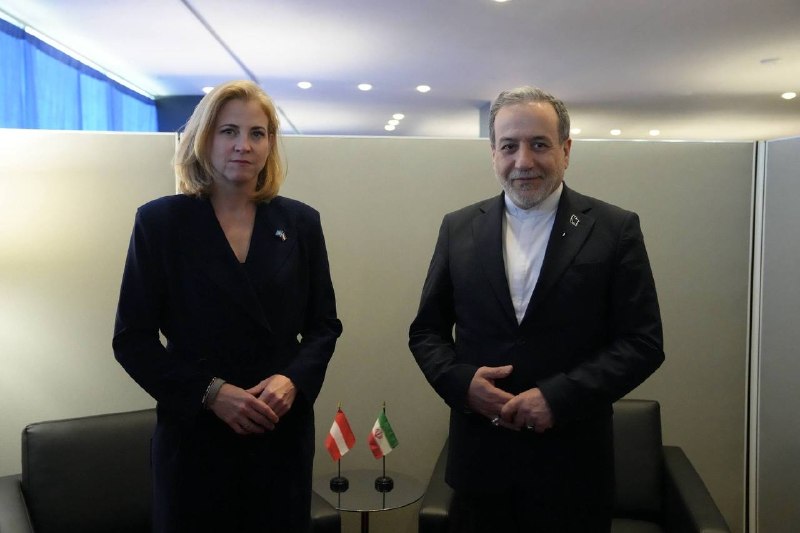 🔺 The meeting and speech of Seyed Abbas Irakchi, Minister of Foreign Affairs of the Islamic Republic of Iran, and Beit Meinel Reisinger, Minister of Foreign Affairs of Austria, on the sidelines of the 80th session of the United Nations General Assembly.