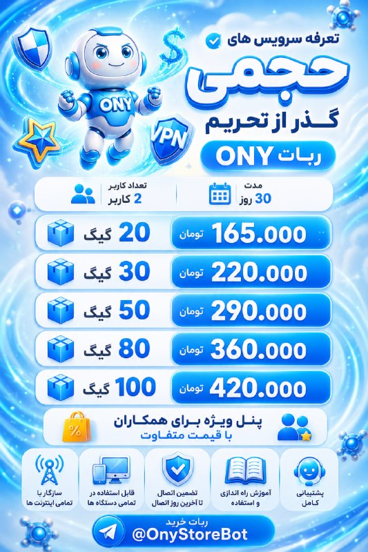 گیمینگ یار شاپ | GamingYar Shop: 🚀 ONY | V2RAY کانفیگ💎 پلن حجم نامحدود:• 200GB → 250,000 تومانظرفیت محدود❤️🔥⏱️ اعتبار: 30 روز | 👥 1 کاربر همزمان💎 پلن ها