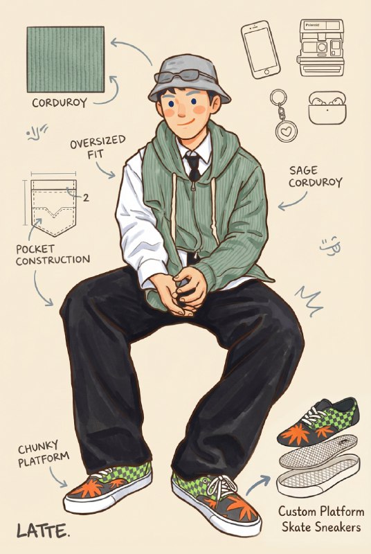把日常照片变成潮流 OOTD 插画可以保留你的特征、发型、气质，但用手绘插画的方式重新演绎