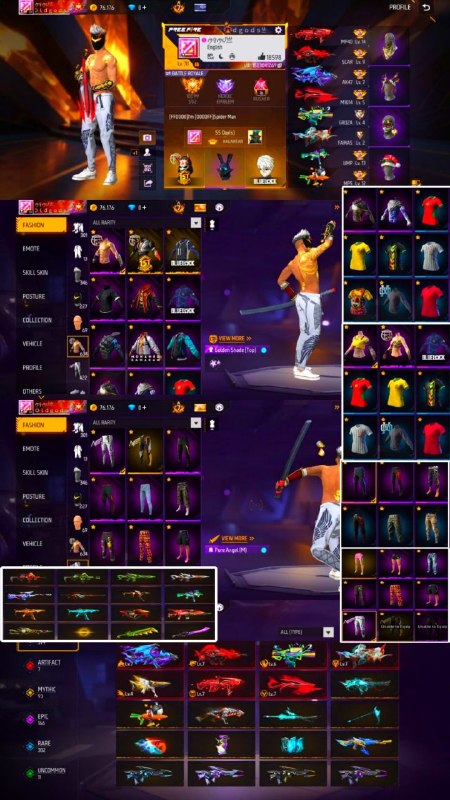 دنیای اکانت فری فایر freefire: 1️⃣ کد : 37338💪 لول اکانت : 70🌍 سرور: خاورمیانه💰 قیمت : 25🔫 دارایی اکانت : 630ست فول یک اینکو وست دخترونه سی کا تا پریم8