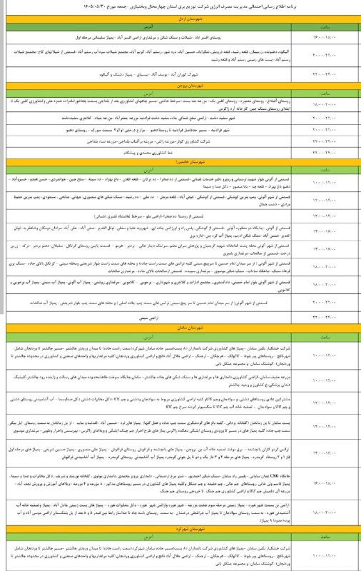 آخرین خبر شهرستان بروجن: 🔴 جزئیات قطعی برق در شهرستان بروجن، روز جمعه ۳۰ مرداد⭕️آخرین خبر شهرستان بروجن👇@borujen_today
