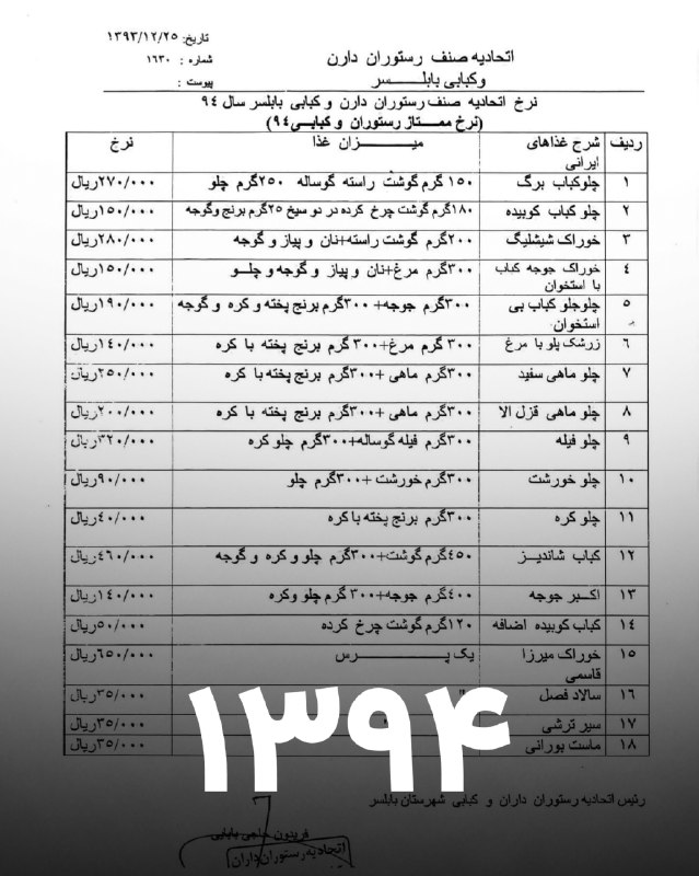 قیمت ارز، طلا و خودرو: 🟡انتشار فیش لیست قیمت های ۱۰ سال گذشته رستوران ها😉 @arz_talaaa