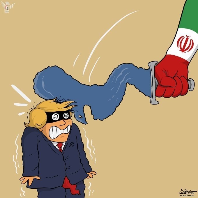 📷 העבודה החדשה של כמאל שרף, קריקטוריסט תימני, על כישלונו של טראמפ לפתוח מחדש את מיצר הורמוז