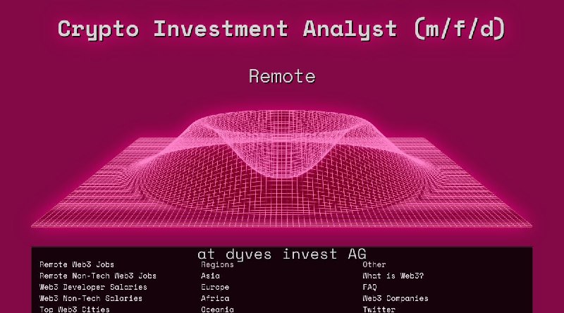 Web3 Crypto Investment Analyst (m/f/d) Remote at dyves invest AG