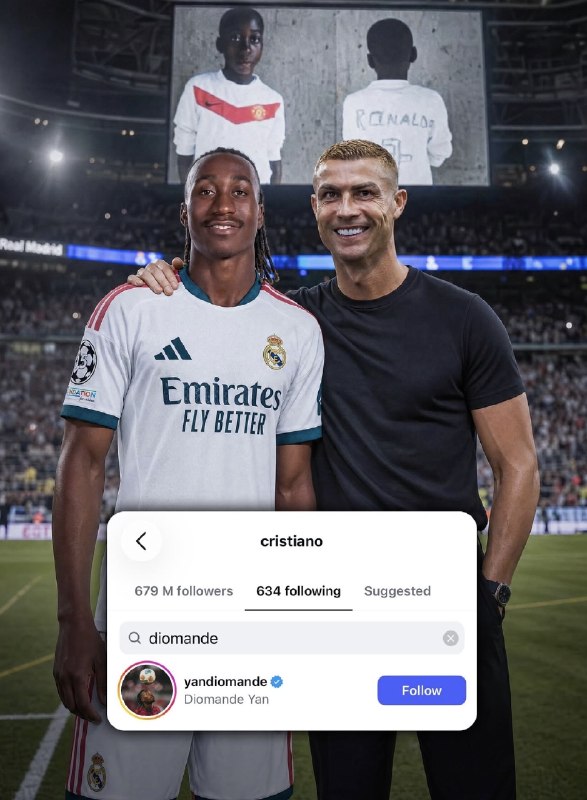 رئال مادرید توییت | Real Madrid Tweet: 📲 اسطوره کریستیانو، یان دیومانده رو توی اینستاگرام فالو کرد🤍@Real_Madrid_Tweets