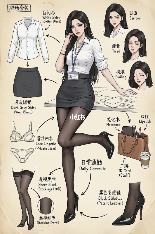 职场白领 日常制服丝袜穿搭#@aigc1024职场白领 日常制服丝袜穿搭#@aigc1024