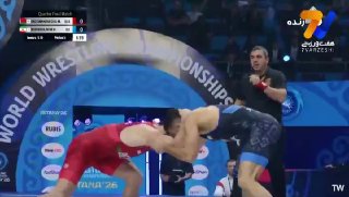 מוחמד נחודי הגיע לחצי הגמר כשעבר את היריבה הבלארוסית במשקל 79 ק"ג ובשלב רבע הגמר באליפות העולם בהיאבקות בסג…