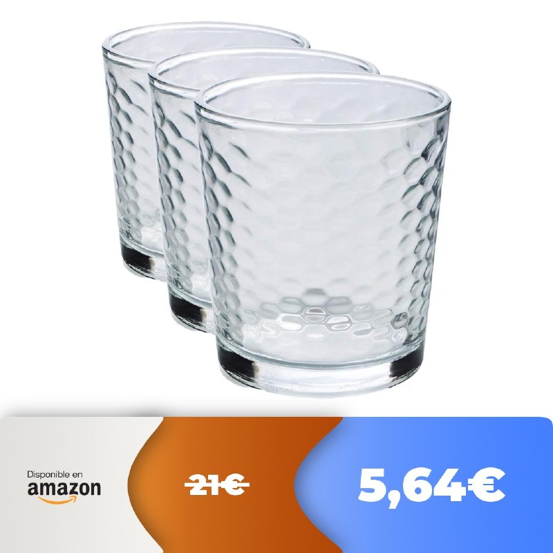 🔥 Quid Vasos Gala 6 x 26 cl, vidrio, lavables a máquina  😱 -73%! MEGAprecio! 🔎 H