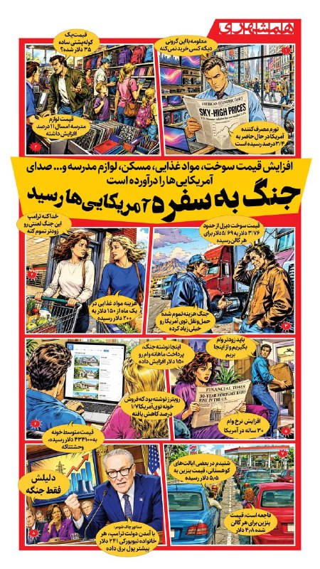 همشهری اصفهان: 📊تبعات جنگ با ایران مدت‌هاست به سفره آمریکایی‌ها رسیده و نارضایتی‌ها آنها هر روز بیشتر می‌شود@hamshahri_info