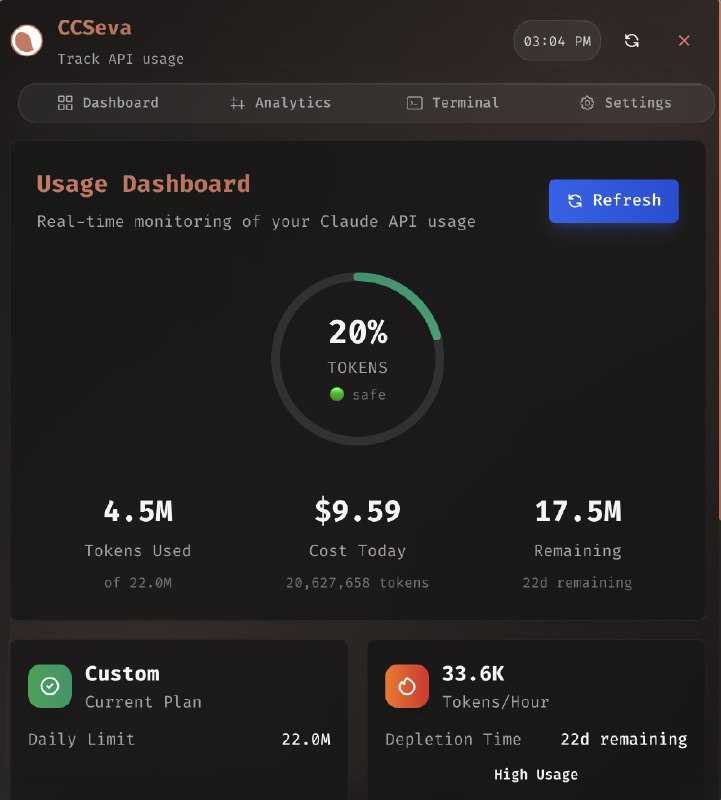 给 Claude Code 用的开源 GUI 真的越来越多#ai创造营#CCSeva 一款 macOS 菜单栏应用，可以实时追踪 Claude Code 的使用情况