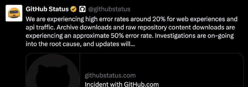 The Crypto Ledger: 🚨 GitHub Is Down WorldwideGitHub and Copilot are currently experiencing a global outage. Users are reporting 20% error r
