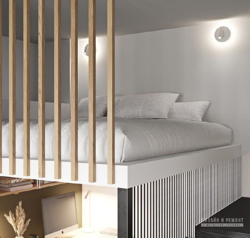 Квартира - студия 23 м в для молодой пары Помимо общих задач к жилью, требовалась рабочая зона для двоих без доступа прямого света. Высота потолка ... - изображение 8 - дизайн, квартира, студия