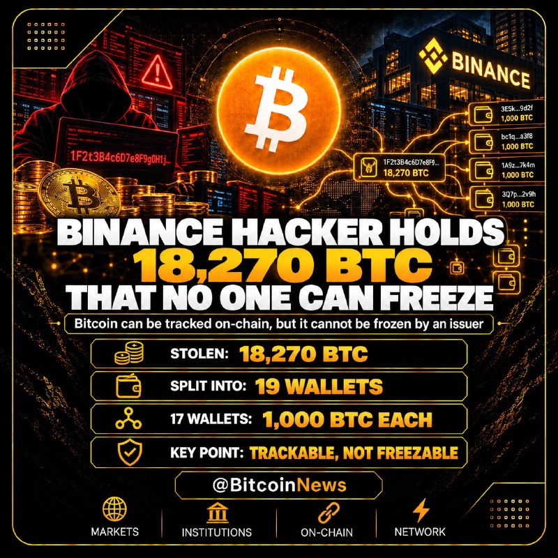HACKER BINANCE מחזיק 18,270 BTC שלא ניתן להקפיא בשרשרת חלק אחד בפריצת Binance מדגיש את ההבדל הבסיסי בין ביט…