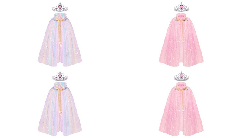 ACWOO Mantello Principessa Bambina con Corona e Paillettes