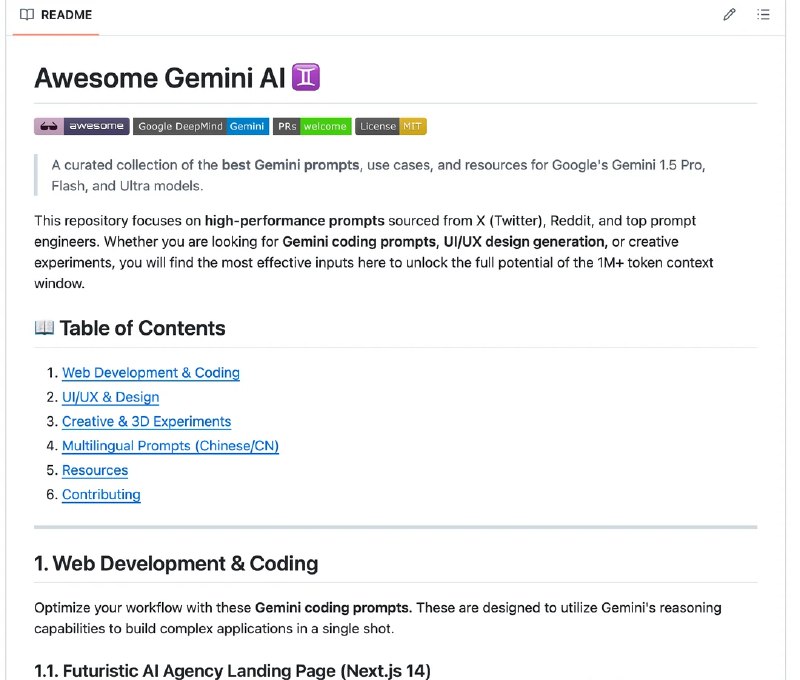 刚发现了一个宝藏GitHub 仓库，里面收录了超级多X大神创作的Gemini3 pro提示词，建议收藏 👉 