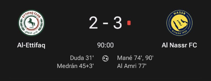 خبرورزشی جام جهانی | اخبار فوتبالی و ورزشی: ⚽️✅ تمااام، النصر بازی 2-0 باخته رو 10 نفره کامبک زد و 3-2 برددد✅@khabarvarzeshiii
