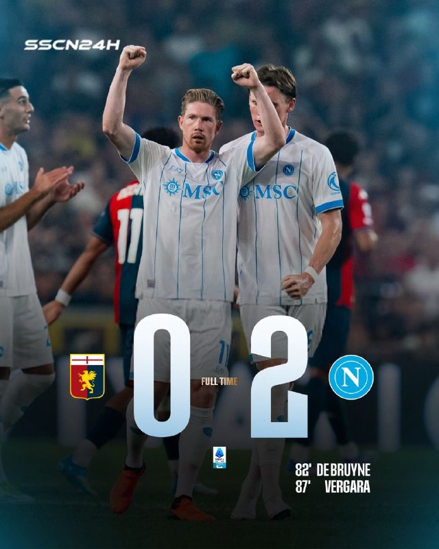 فوتبالی | Footballi.net: 🌬پایان بازی 🇮🇹جنوا 🔢 - 🔢 ناپولی🇮🇹 🔵 کلید پیروزی در دستان دی‌بروینه بود 🇮🇹هفته اول #سری‌آ_ایتالیا https://footballi.net/l