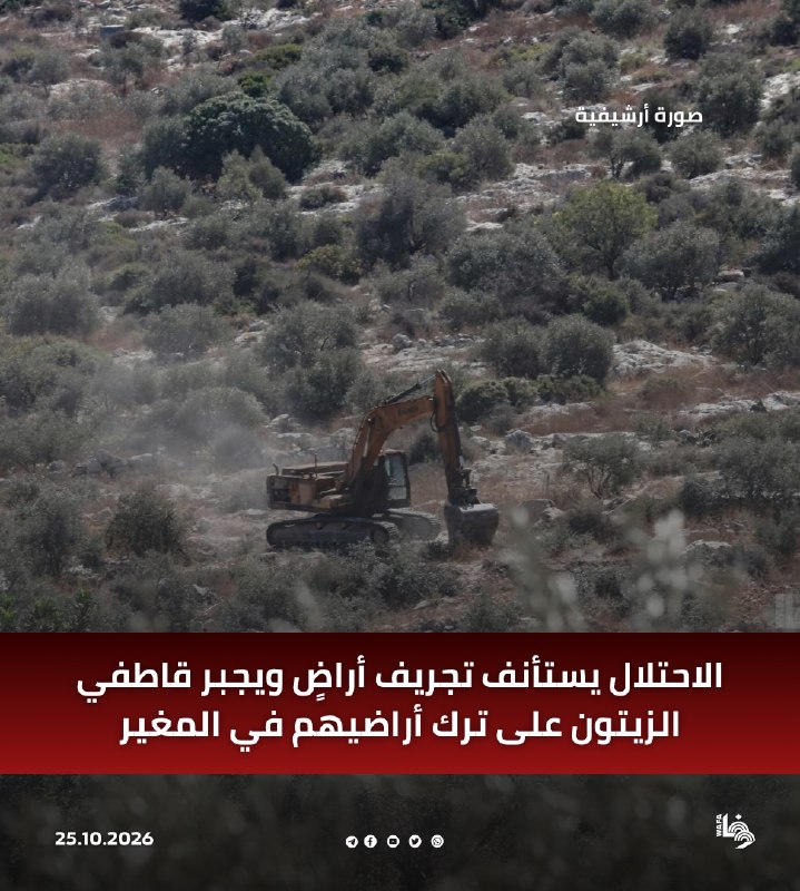 כוחות ישראל חידשו להרוס את אדמות האזרחים ממזרח לכפר אל-מוג'יר, צפונית מזרחית לרמאללה, ואילצו את האזרחים לעז…