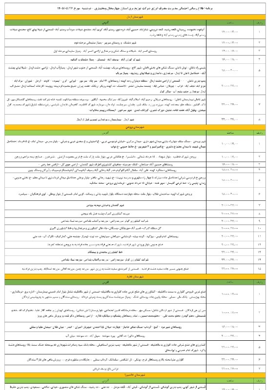 بروجن سلام: ⚡️جزئیات قطعی برق در شهرستان بروجن📆 دوشنبه ۲۶ مرداد ۱۴٠۵〰〰〰〰 #بروجن_سلام🇯🇴🇮🇳 ↯🆔 @borujensalam