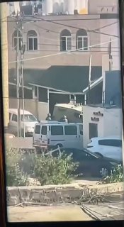 Specters of the occupation forces raiding the house of detainee Qadri Muhammad Samara in the town of Bidou, northwest of occupied Jerusalem.