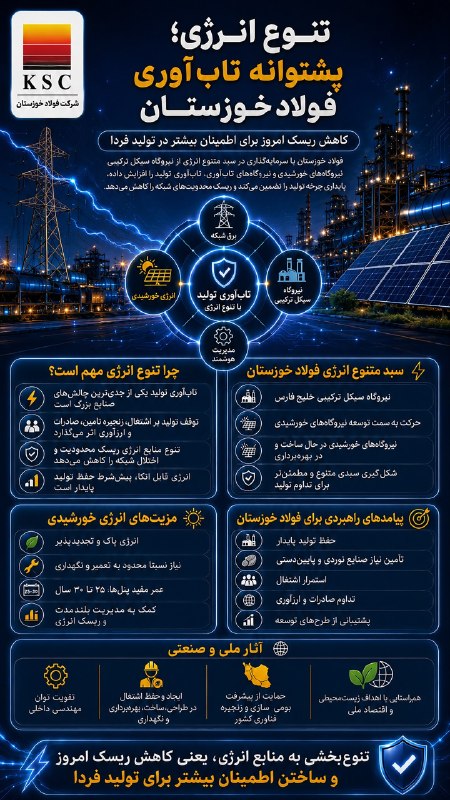 ماهنامه تخصصی پردازش: ا🔻🖍اتنوع انرژی، پشتوانه تاب‌آوری فولاد خوزستانگروه رسانه‌ای 🔻🖍- ناترازی برق در سال‌های اخیر به یکی از جدی‌ترین چالش‌های 