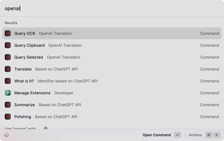 Raycast 用户装这俩 ChatGPT 插件用自己的 API 非常爽